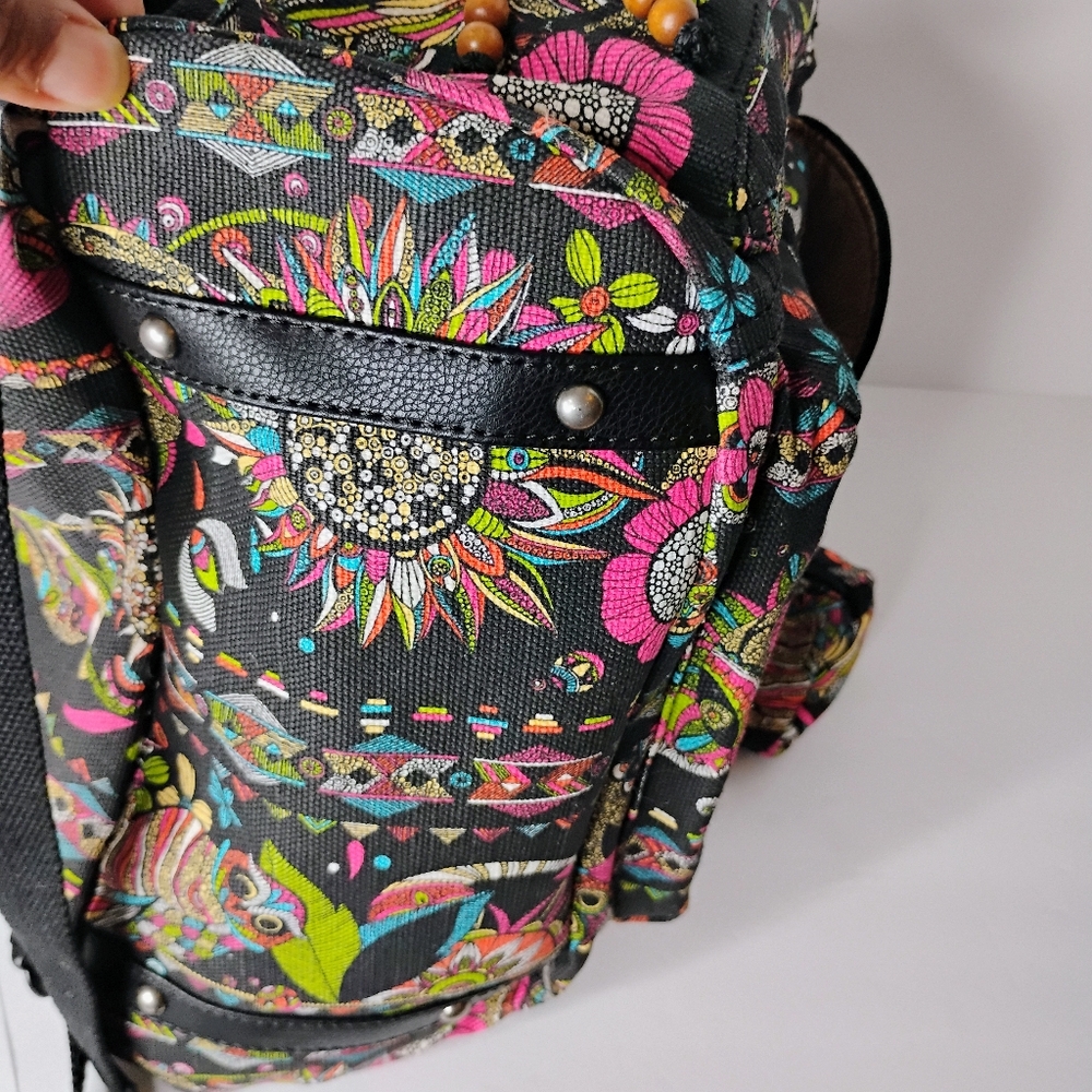 Sakroots Multi-Color Flower and Owl Print Back Pack & Makeup Bag New With Tags - Picture 6 of 10